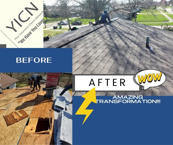 Lydia M YICN roofing project - before and after transformation