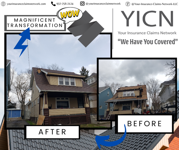 April Toure YICN roofing project - before and after transformation