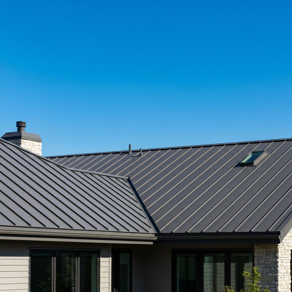 Modern standing seam metal roof on residential home